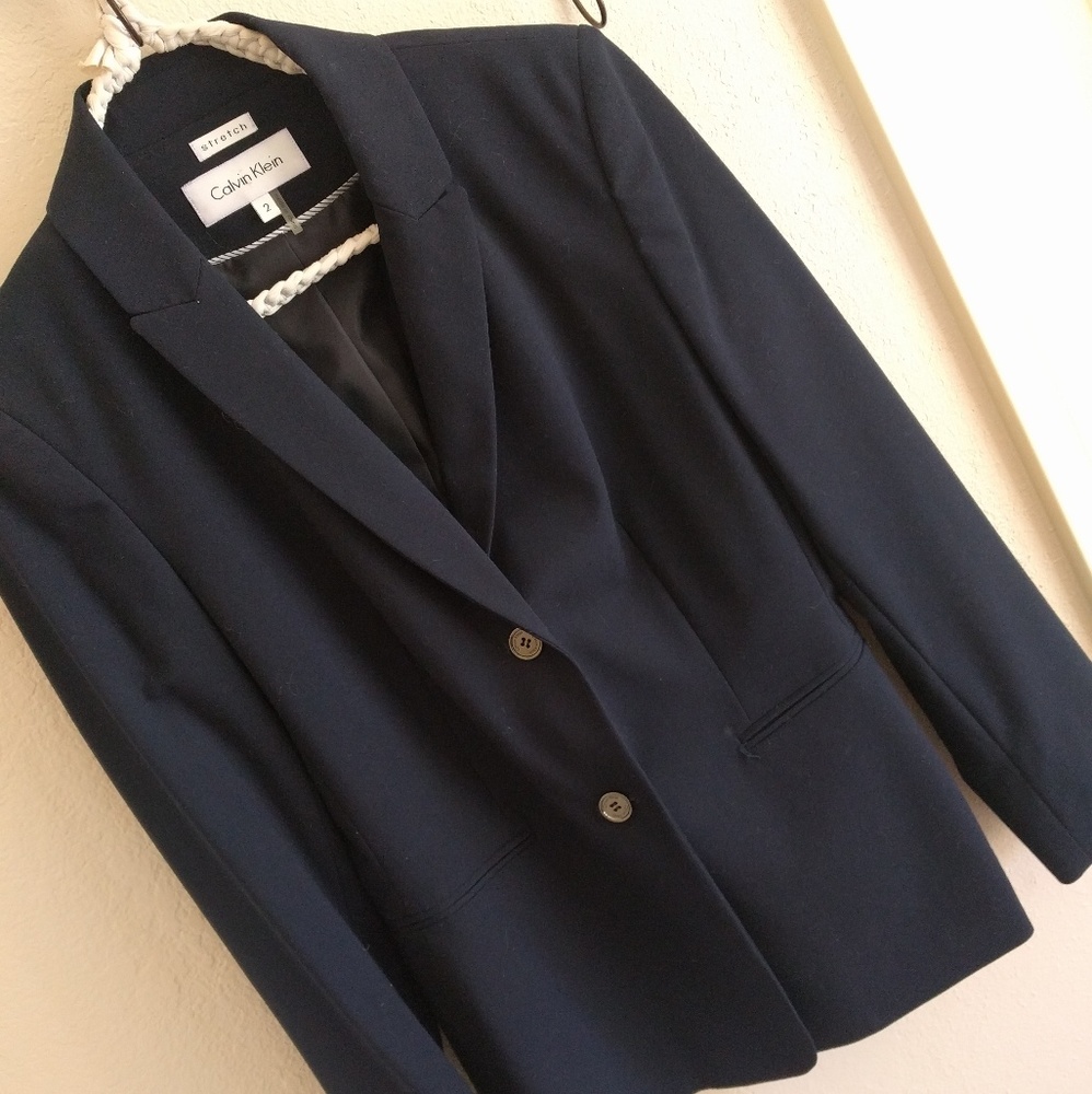 Calvin Klein Deep Navy Blue Suit Jacket Blazer Sz2